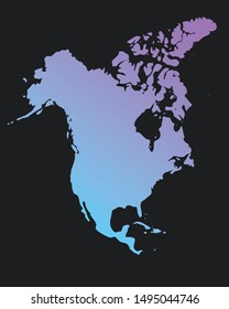 North America colorful vector map silhouette