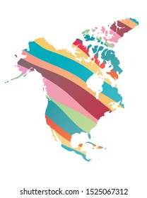 North America colorful vector map silhouette
