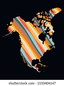 North America colorful vector map silhouette