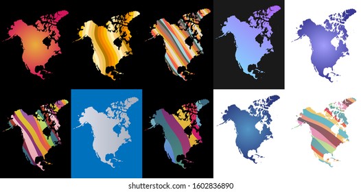North America colorful vector map silhouette