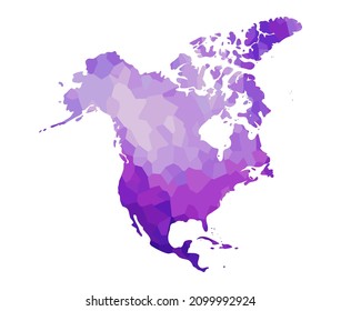 North America colorful vector map silhouette