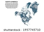 North America communication network map. Vector low poly image of a global map with lights in the form of cities. Map in the form of a constellation, mute and stars