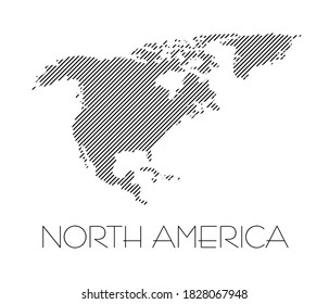 North  America. Continent. Business is a solid design element. Laconically. Map of the earth's land. Streaks.