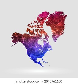 Antecedentes del mapa del continente de Norteamérica en estilo poligonal. Ilustración de vectores mapa de aislado del continente Norteamericano de baja colorida poly. EPS vectorial 10