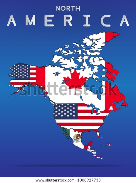 North America Continent Map Flag Country Stock Vector (Royalty Free ...