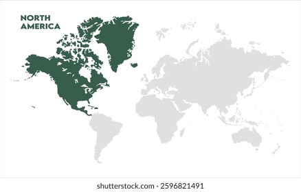 North America continent map-15, Map of North America, highlighted on the world map, North America on the world map, Satellite view, North America's location on the globe.