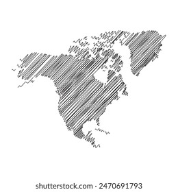 North America continent thread map line vector illustration