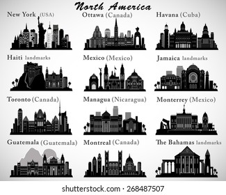 North America Countries Landmarks And Cities Skylines Set