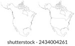 North America country Map. Map of North America in set white color