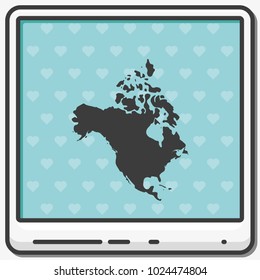 North America detailed map flat vector icon.