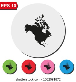 North America detailed map flat round colorful vector icon.