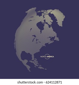 North America. Earth globe. Global business marketing concept. Dotted style. Design for education, science, web presentations.