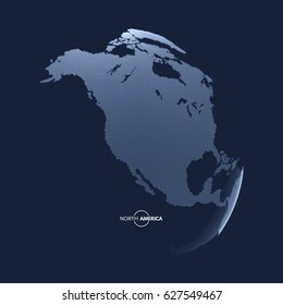 North America. Earth globe. Global business marketing concept. Dotted style. Design for education, science, web presentations.