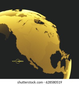 North America. Earth globe. Global business marketing concept. Dotted style. Design for education, science, web presentations.