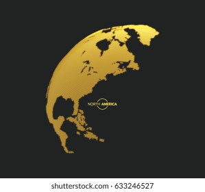 North America. Earth globe. Global business marketing concept. Dotted style. Design for education, science, web presentations.