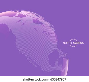 North America. Earth globe. Global business marketing concept. Dotted style. Design for education, science, web presentations.