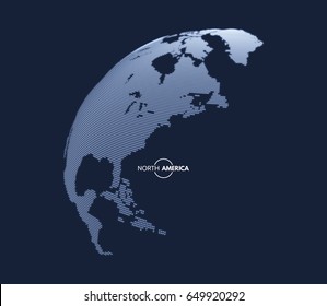 North America. Earth globe. Global business marketing concept. Dotted style. Design for education, science, web presentations.