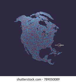 North America. Earth globe. Global business marketing concept. Dotted style. Design for education, science, web presentations.