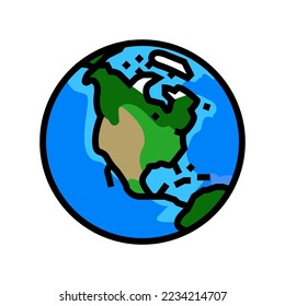 north america earth planet map color icon vector. north america earth planet map sign. isolated symbol illustration