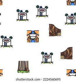 North America Famous Landscape Vector Seamless Pattern Thin Line Illustration