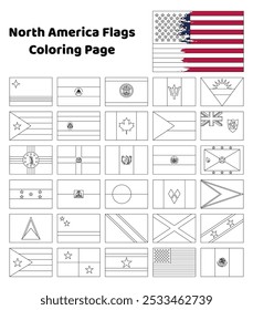 Bandeiras da América do Norte para colorir páginas para crianças
