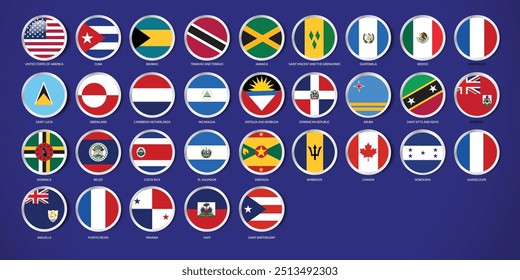 Banderas de América del Norte de países con insignias redondas