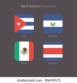 North America flat flags set