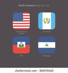 North America flat flags set