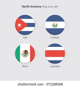 North America flat flags set