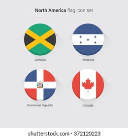 North America flat flags set