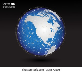 North America globe. Earth globe.Vector illustration.