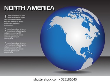 North America Globe. Earth Globe Vector.