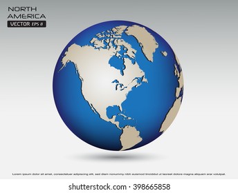 North America Globe. Earth Globe Vector Illustration.