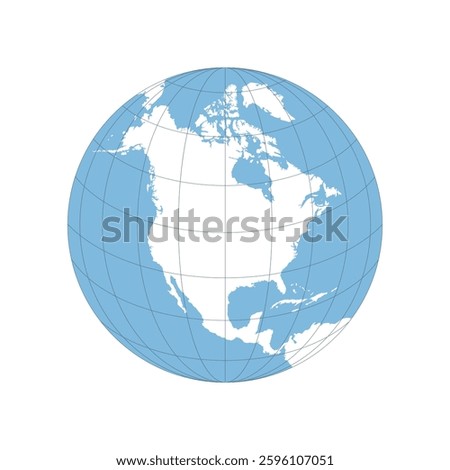 North America globe map. World globe map isolated on white background. North America globe icon. Vector illustration.