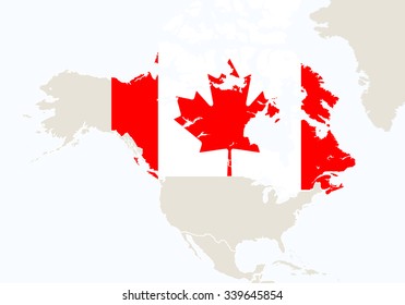 North America with highlighted Canada map. Vector Illustration.
