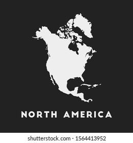 North America icon. Continent map on dark background. Stylish North America map with continent name. Vector illustration.