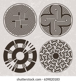 North America Indians design graphic art. Tattoo and print set. Vector illustration