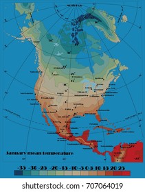 North America January mean temperature