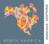North America low poly map vector - geometric style illustration.
