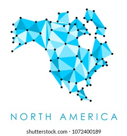 North America low poly map vector - geometric style illustration.