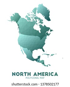 North America Map. Actual low poly style continent map. Rare vector illustration.