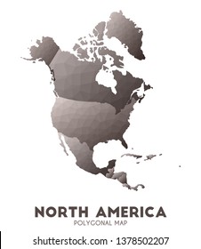 North America map. Actual low poly style continent map. Quaint vector illustration.