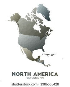 North America Map. Actual low poly style continent map. Positive vector illustration.