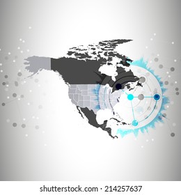 north america map background vector illustration, background for communication.