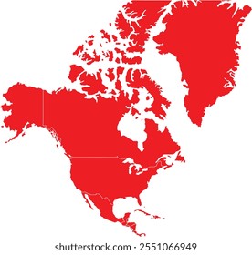 North America MAP in Blue, Country Border, North America Map, Border line of North America, Geographic Map