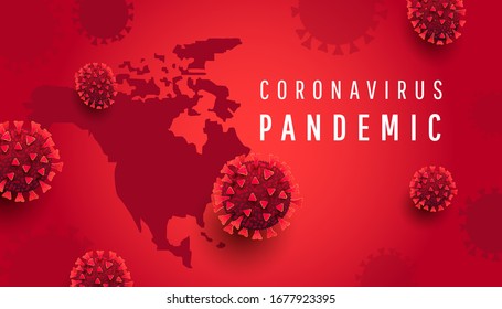 North america map coronavirus quarantine. Novel coronavirus 2019-nCoV. Flu spreading of world, dangerous chinese ncov corona virus