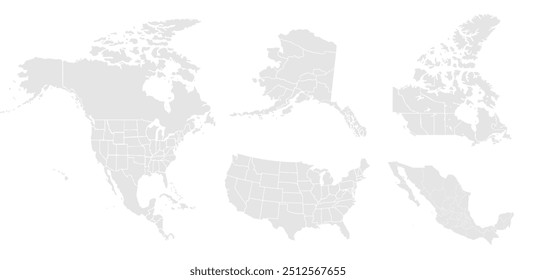 North America map designed for travel bloggers or explorers planning trips. Its neutral tones ensure it fits perfectly in web content, travel journals, or social media posts about world travel.