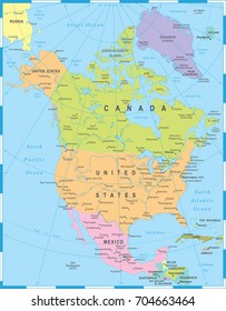 North America Map - Detailed Vector Illustration