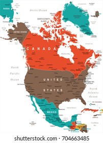 North America Map - Detailed Vector Illustration