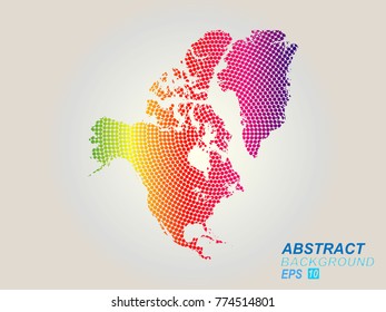North America map dots. All elements are separated Abstract linear polygonal white background. Vector illustration EPS 10 .